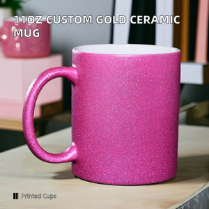 Wholesale 11oz 13oz 15oz Porcelain <strong>Travel</strong> <strong>Mugs</strong> White <strong>Pink</strong> Glitter Sublimation Ceramic Cups for Coffee for Weddings Christmas - Product Image 2