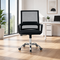 Chaise de bureau en maille avec accoudoirs fixes, réglable en hauteur, pivotante, à roulettes, pour le personnel de bureau et les projets commerciaux
