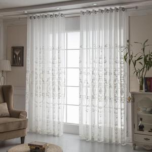 Voile lusso pizzo trasparente stampato <span class=keywords><strong>fiori</strong></span> ricamato <span class=keywords><strong>tende</strong></span> trasparenti <span class=keywords><strong>bianche</strong></span> per camera da letto - Product Image 1