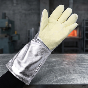 Gants anti-brûlure en feutre para-aramide aluminisé résistant à la chaleur haute température (500°C), résistance à l'abrasion, épaisseur 4 mm - Product Image 4