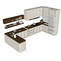 Ensemble d'armoires de cuisine en forme de U, design modulaire personnalisé, finition laquée haute brillance, armoires de cuisine en bois de luxe
