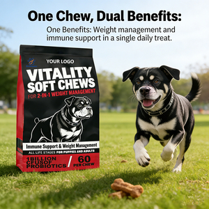 תוסף תזונה רך ללעיסה לניהול משקל כלבים OEM/ODM, מקדם תחושת שובע, מטבוליזם בריא ושריר רזה. - Product Image 2