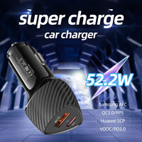 Chargeur de voiture USB QC3.0 à charge rapide, adaptateur de chargeur de téléphone de voiture de type C pour téléphone portable, chargeur de voiture rapide portable