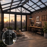 Studio de toit moderne en alliage d'aluminium pour villa, style loft industriel, avec cadre haute résistance, double vitrage Low-E et anti-corrosion