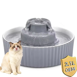 Fontanella Automatica Ecologica per Animali Domestici 2.1L, Ciotola in Ceramica con Filtro al Carbone per Cani e Gatti - Product Image 1