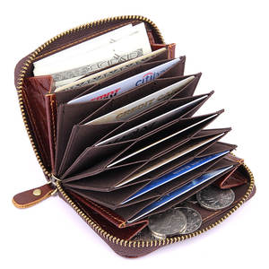 J. <span class=keywords><strong>M</strong></span>.d-cartera de cuero genuino personalizada para hombre, billetera masculina de cuero genuino de alta calidad con cremallera, monedero con bloqueo RFID, tarjetero - Product Image 2