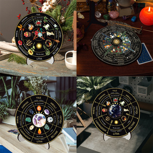 Rueda del Año de Cristal Curativo, Calendario Wicca, Anillo de Árbol, Calendario de Brujería, Rodaja de Madera para Decoración de Escritorio - Product Image 1