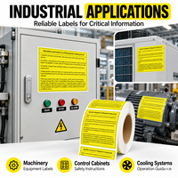 Étiquettes d'avertissement industrielles personnalisées, jaunes, en PET, autocollantes, en rouleau, pour machines, avec impression de texte clair et précis