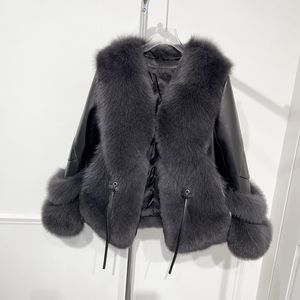 Giacca Invernale Calda e Spessa di Grande Successo, Nuovo Piumino di Lusso alla Moda in Vera Pelle di Pecora con Pelliccia di Volpe da Donna - Product Image 5