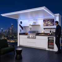 Module de cuisine extérieure de luxe en gros avec plan de travail en granit, barbecue, évier, bar et sièges, résistant aux intempéries, en acier inoxydable E0 CE CARB P2