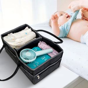 8-Pocket Baby <b>Diaper</b> <b>Caddy</b> Organizer Car & Travel Foldable Baby Felt <b>Diaper</b> Organizer with Wipes <b>Diaper</b> Compartments - Product Image 4