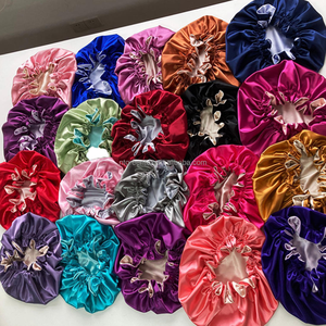 <span class=keywords><strong>Bonnet</strong></span> en satin personnalisé pour femmes, double couche, réversible, en soie satinée, pour dormir, usage quotidien, 50 couleurs - Product Image 4