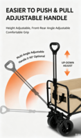 Chariot pliable, chariot utilitaire pliable avec quatre roues, poignée de traction, poches de rangement latérales pour le camping, le jardin et les activités de plein air