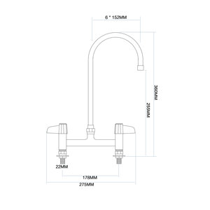 Robinet de cuisine élégant en laiton chromé, double poignée, cartouche céramique, débit élevé, bec pivotant de 6 pouces, installation facile - Product Image 2