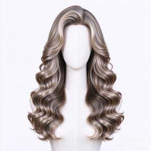 วิกผมแท้สีน้ำตาลประกายเทา แบบลอนยาว แสกข้าง - Product Image 1