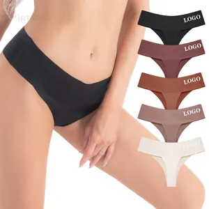 Womens Seamless Laser Cut No Show Thong Panties Underwear Ice Silk Brazilian Style Thongs Briefs Panty For Ladies