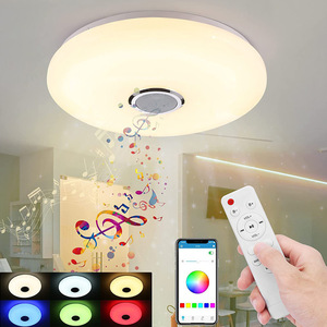 Décoration moderne pour la maison, simplicité, acrylique, RGB, musique, application intelligente, télécommande, éclairage LED rond pour plafond - Product Image 4
