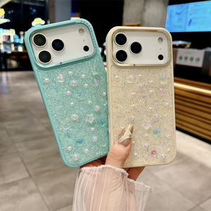 Coque de téléphone en TPU avec paillettes et fleurs en diamant de luxe pour iPhone 17 <span class=keywords><strong>Air</strong></span> 16 15 14 Pro <span class=keywords><strong>Max</strong></span>, papillon, perle, nœud, objectif transparent, coque arrière - Product Image 3