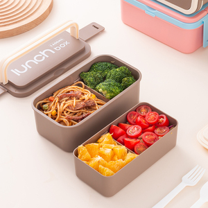 Mới Đến Nhựa Trường Hộp Ăn Trưa Trẻ Em Tái Sử Dụng 550 + 900Ml 2 Khoang Thực Phẩm Lưu Trữ Container 2 Hai Lớp Bento Hộp - Product Image 5