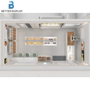 Comptoir de présentation de pain multi-niveaux personnalisé avec îlot central, vitrine à pâtisserie en verre pour boulangerie - Product Image 6