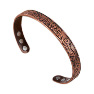 Vintage Flower Copper <b>Bracelet</b> <b>Set</b> Adjustable Unisex Magnetic Jewelry Gift - Product Image 5