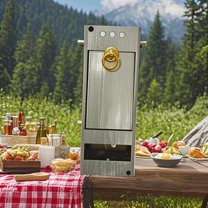 Réchaud pliant en acier inoxydable pour <span class=keywords><strong>camping</strong></span>, survie, cuisine de patio, bushcraft, brasero à bois - Product Image 6