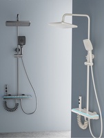 Ensemble de douche direct usine : Système de douche de salle de bain tout en laiton pour usage domestique avec pommeau à main à pression accrue, eau chaude/froide