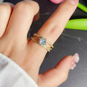 Anillos Minimalistas Ajustables para Mujer, Diseño Cruzado de Doble Capa con Circonita, Anillo para el Dedo Índice, Joyería con Personalidad para Chicas - Product Image 3