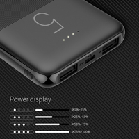 Regalo promocional Cargador de teléfono móvil Puertos USB duales LED Mini banco de energía portátil 5000mAh Tamaño Delgado