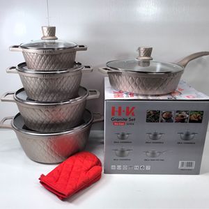 Ensemble de casseroles en granit Hk, 12 pièces, en fonte, antiadhésif, avec couvercle, pour cuisinière et four - Product Image 3