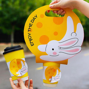 Porte-boisson jetable personnalisé Capacité de 1/2/4 tasse Style double paroi avec poignée Porte-gobelet à café en papier écologique - Product Image 2