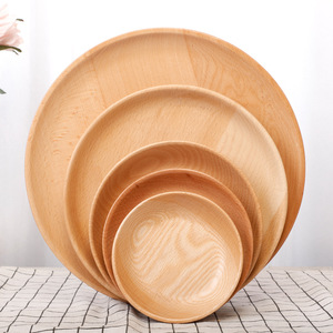 Walnut Wood Round <b>Tray</b> Set With Bowl Plate For <b>Snack</b> Dessert Serving Hotel Coffee Tea - Product Image 2