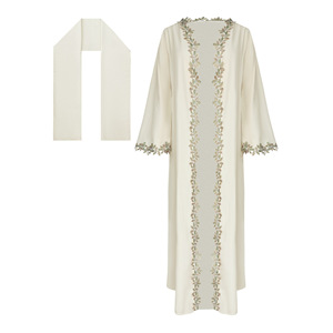 Zifeng OEM 2025 유행 이슬람 중동 아라비아 우아한 레이스 밝은 실크 자수 롱 스커트 가운 Abaya - Product Image 6