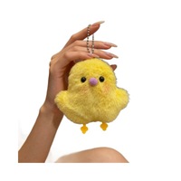 Porte-clés pendentif sac à dos en peluche poussin super mignon, style dessin animé, adorable, rembourrage en coton PP, accessoire unisexe