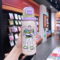 Bouteille d'eau isotherme Zootopia pour enfants en acier inoxydable 316, tasse portable avec paille, anti-chute, thermos pour enfants à thème Toy Story