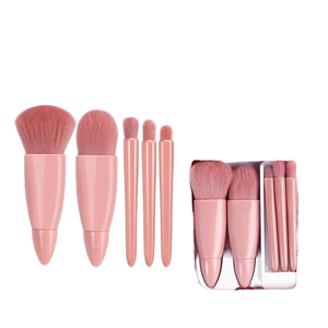 Juego de <span class=keywords><strong>Brochas</strong></span> de Maquillaje Portátiles de Viaje de 5 Piezas, Pelo Sintético, Multifunción, <span class=keywords><strong>para</strong></span> Rostro, Corrector, Afeitado, Polvo, Rubor, Sombra de Ojos, Color Rosa - Product Image 1