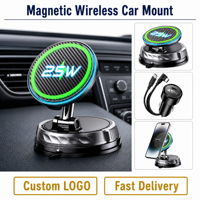 Chargeur de voiture sans fil magnétique 25W à charge rapide, base à verrouillage par aspiration aimant N55 720 °   Bras réglable, kit adaptateur 45W, universel