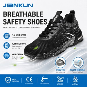 50% de Descuento en Zapatos de Seguridad JIANKUN ASTM CE Ligeros para <span class=keywords><strong>Hombre</strong></span>, Calzado de Trabajo Transpirable con Malla Antideslizante y Puntera de Acero, Estilo Moderno - Product Image 2