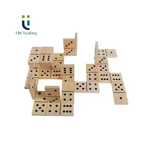 Custom Produced Outdoor Play Oversized Natural Wood Domino Double 6 28 Tiles For Children Adults
