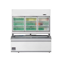 Vitrine réfrigérée combinée pour supermarché commercial, refroidissement par air, congélateur, refroidisseur avec 3 portes, dégivrage automatique, vitre