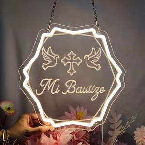 Letreros de Neón para Decoración de Bautizos, Letrero Luminoso LED para Mi Bautizo, Decoración Perfecta para Fiestas de Cumpleaños, Letreros de Neón Personalizados en Stock - Product Image 2