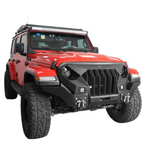 NEWWIND Protection avant Remplacement de la calandre du pare-chocs avec des lumières LED Garde de voiture Remplacement de pare-chocs pour <span class=keywords><strong>Jeep</strong></span> Wrangler JK Pare-chocs - Product Image 3