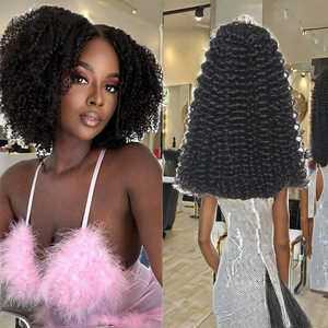 Customized 100% Human Virgin Vietnamese Hair Pre-looped Feather Kinky <b>Curly</b> Crochet Hair <b>Extensions</b> for Hair Weaving - Product Image 2