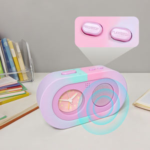 Cadeau Mignon <span class=keywords><strong>Anime</strong></span> Mechanical Quartz Mini Table Minimal Desktop Pink Small Alarm Analog Clock on Desk with Sound Voice Recording - Product Image 3