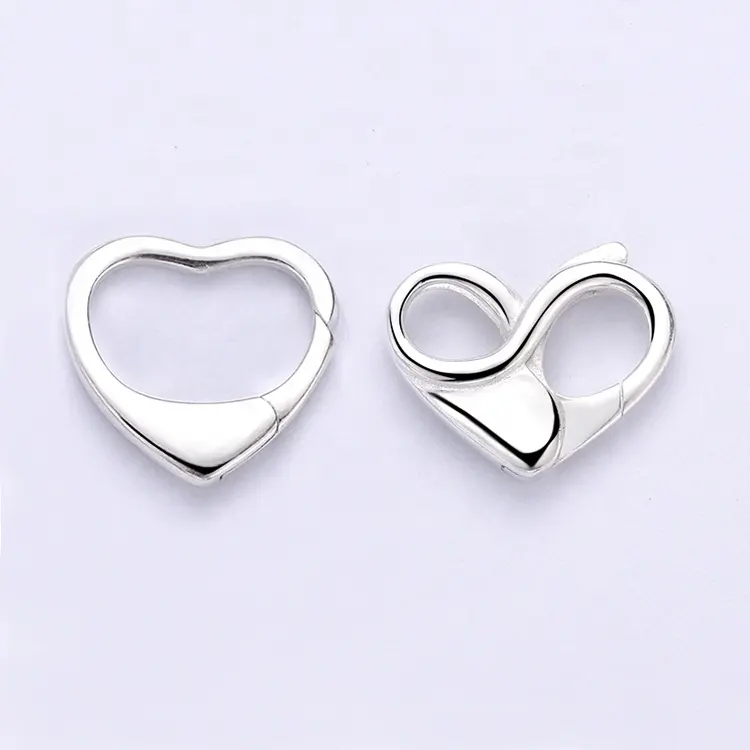 925 Sterling Silver Infinity Heart Shape Lock Double Loops Charm Holder Connector Clasp For Necklace Jewelry Findings Accessory