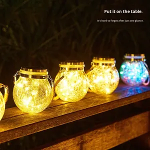 Đèn treo trang trí Giáng sinh sáng tạo ngoài trời, đèn <span class=keywords><strong>LED</strong></span> năng lượng mặt trời kiểu bình thủy tinh treo, chống nước IP65, đèn lọ thủy tinh kiểu Mason - Product Image 2