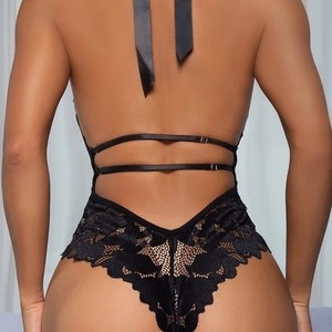 Lencería sexy europea y americana, éxito de ventas transfronterizo, encaje, con aberturas, transparente, talla grande, body sexy. - Product Image 2