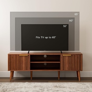 Mobile <span class=keywords><strong>TV</strong></span> Moderno per Soggiorno per <span class=keywords><strong>TV</strong></span> da 55/<span class=keywords><strong>60</strong></span> <span class=keywords><strong>Pollici</strong></span>, Consolle <span class=keywords><strong>TV</strong></span> in Legno con Ante Scanalate, Ripiani Aperti, Facile Montaggio - Product Image 4