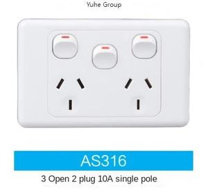 Interrupteurs et prises murales double pôle standard australien avec port de charge USB 10A 250V 4 prises Design moderne - Product Image 4