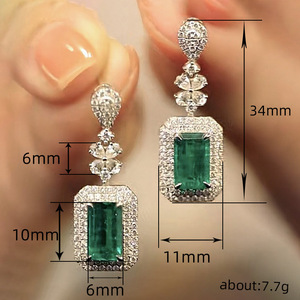 <b>Square</b> Cubic Zirconia Earrings for Women Elegant Sparkling Evening Jewelry - Product Image 5